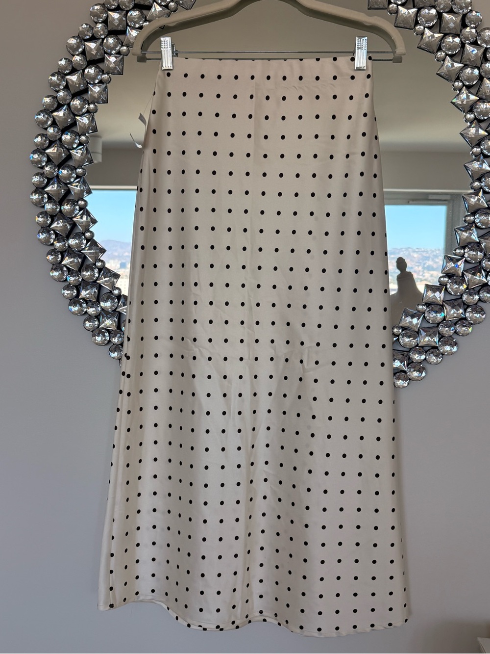 Women’s Polka Dot Midi Skirt in Cream and Black